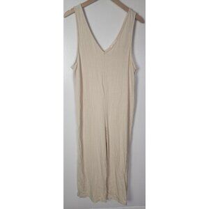 Carly Jean Women's Sz. M Ivory Linen Blend Tank Jumpsuit